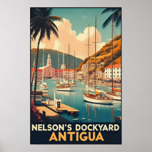 Vintage 1960-talets Antigua English Harbor Resa Poster