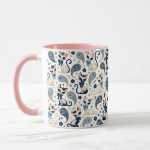 Vintage 1960-talets katt paisley mugg