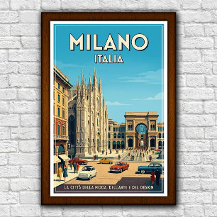Vintage 1960-talets Milano, Italien Resaffisch Poster