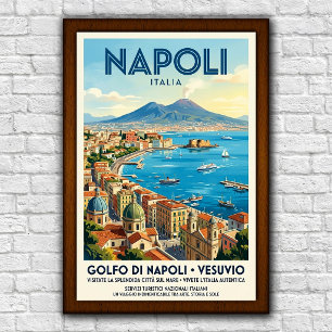 Vintage 1960-talets Neapel, Italien Resaffisch Poster