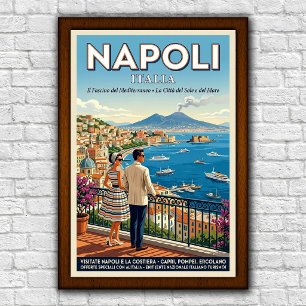 Vintage 1960-talets Neapel, Italien Resaffisch Poster