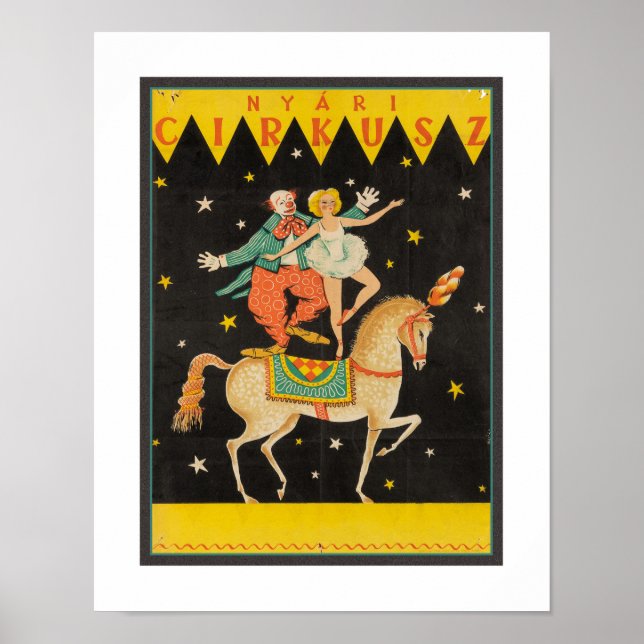 VINTAGE 1960 UNGERSK CIRKUSAFFISCH POSTER (Framsidan)