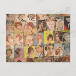 Vintage 1960s Hairstyles Collage Postcard Vykort