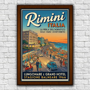 Vintage 1960s Rimini, Italien Resaaffisch Poster