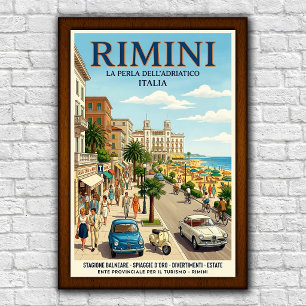 Vintage 1960s Rimini, Italien Resaaffisch Poster