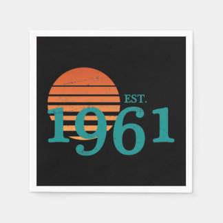 Vintage 1961: 60:e födelsedag Retro Sunset Pappersservett