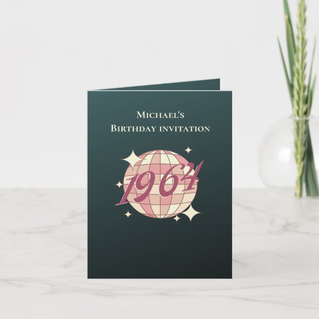 Vintage 1964 - 60-årsdagars svart inbjudan (Framsida)