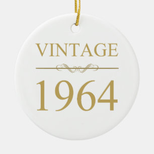 Vintage 1964 60:e födelsedagen julgransprydnad keramik