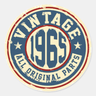 Vintage 1965 Alla originaldelar Runt Klistermärke