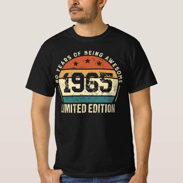 Vintage 1965 Retro 60th Birthday Idea T Shirt (Framsida)