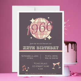 Vintage 1966 60-årsinbjudan till lila inbjudningar