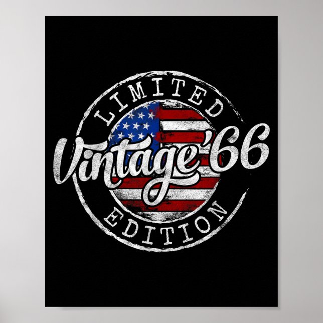 Vintage 1966 Stämpel 60-årsdag Illustration Poster (Framsidan)