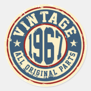 Vintage 1967 Alla originaldelar Runt Klistermärke