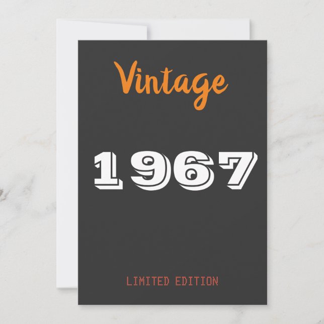Vintage 1967 Begränsad Edition Födelsedagsinbjudan Inbjudningar (Framsida)