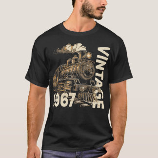 Vintage 1967 Steampunk Steam Tåg Locomotive 57:e T Shirt