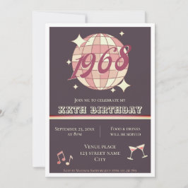 Vintage 1968: 62:a födelsedag - inbjudan till lila