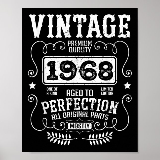 Vintage 1968 Födelsedag födelsedag noteringar Poster (Framsidan)