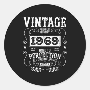 Vintage 1969 Födelsedag födelsedag noteringar Runt Klistermärke
