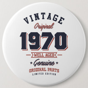 Vintage 1970 Född 1970 i Retro Birthday Gift Knapp