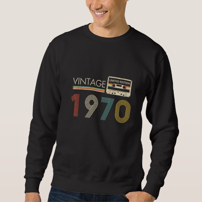 Vintage 1970 Kassett Lång Ärmad Tröja (Framsida)