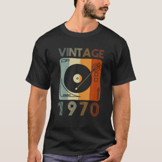 Vintage 1970 Retro Record Player Birthday Vinyl DJ T Shirt