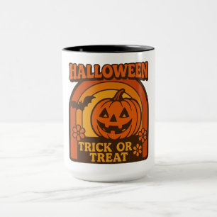 Vintage 1970-talet Bus eller godis Halloween Mugg