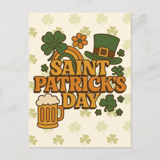 Vintage 1970-talet Saint Patrick's day  Vykort (Framsida)