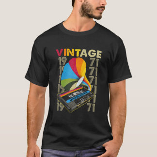 Vintage 1971 Retro Cassette 51St Birthday 51 Years T Shirt