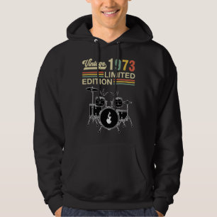 Vintage 1973 Drums 50:e födelsedag Drummer Hoodie