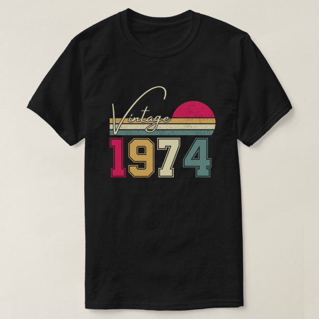 Vintage 1974, 50:e födelsedagsgåva t shirt (Design framsida)