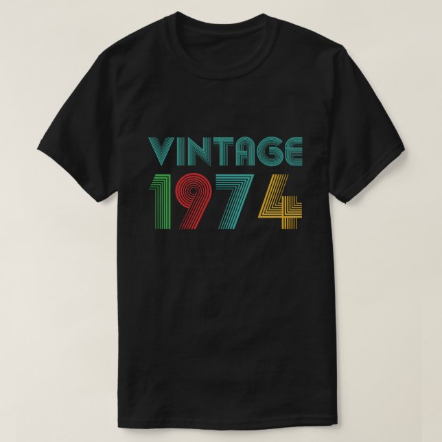 Vintage 1974, 50:e födelsedagsgåva t shirt (Design framsida)