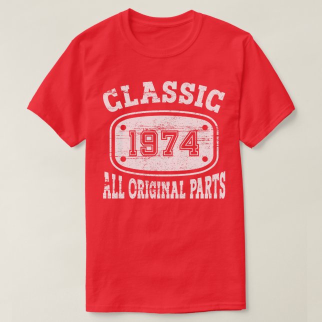 Vintage 1974 - alla originaldelar vit t shirt (Design framsida)