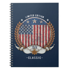 Vintage 1974 Amerikansk Flagga Anteckningsbok