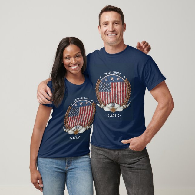 Vintage 1974 Amerikansk Flagga T Shirt (Unisex)