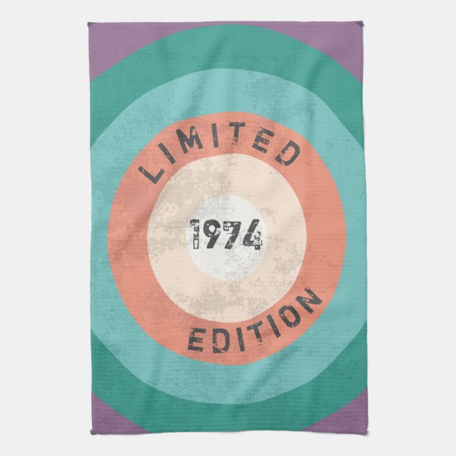 Vintage 1974 begränsad utgåva 50 födelsedagar kökshandduk (Vertikal)