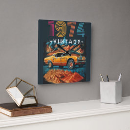 Vintage 1974 coola bil fyrkantig klocka