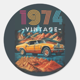 Vintage 1974 coola bil runt klistermärke