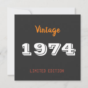 Vintage 1974 - tackkort - Redigera 52:a födelsedag Tack Kort