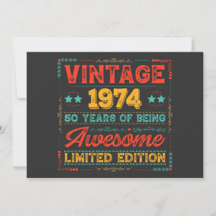 Vintage 1974 Tillverkad 1974 50:e födelsedagen 50 Inbjudningar