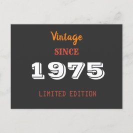 Vintage 1975 Begränsad utgåva 50 födelsedagar Inbjudan Vykort