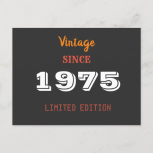 Vintage 1975 Begränsad utgåva 50 födelsedagar Inbjudan Vykort