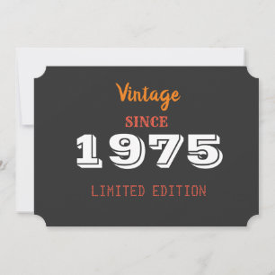 Vintage 1975 Begränsad utgåva 50 födelsedagar Inbjudningar
