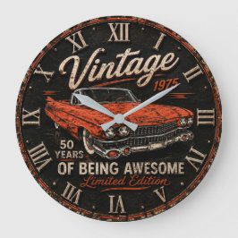 Vintage 1975 Classic Car 50 Years of Being Awesome Stor Klocka