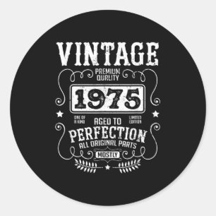 Vintage 1975 Födelsedag födelsedag Reparation av f Runt Klistermärke