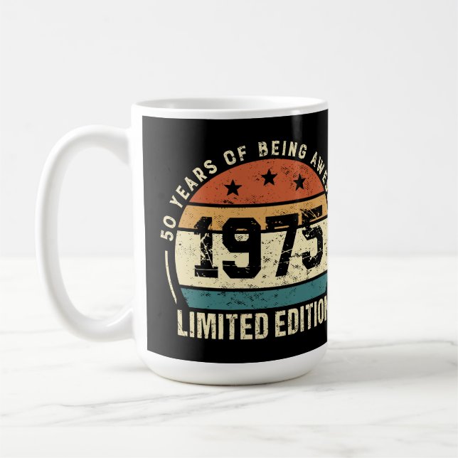Vintage 1975 Retro 50th Birthday Anniversary Kaffemugg (Vänster)