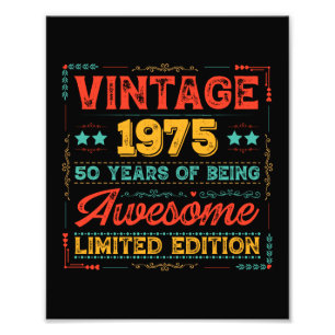 Vintage 1975 tillverkad 1975 50:e födelsedagen 50 fototryck