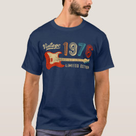 Vintage 1976 50th Birthday Electric Guitar Bassist T Shirt