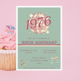 Vintage 1976 50th birthday teal blue ret Invitatio Inbjudningar