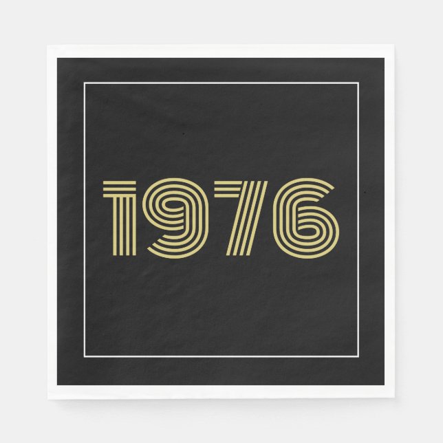 Vintage 1976 Black & Gold Tone 50th Birthday  Pappersservett (Framsidan)