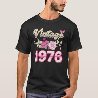 Vintage 1976 Flower Ro 46 Years 46th Birthda T Shirt